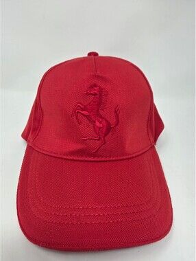 Ferrari Red Adjustable Baseball Cap with Embroidered Logo